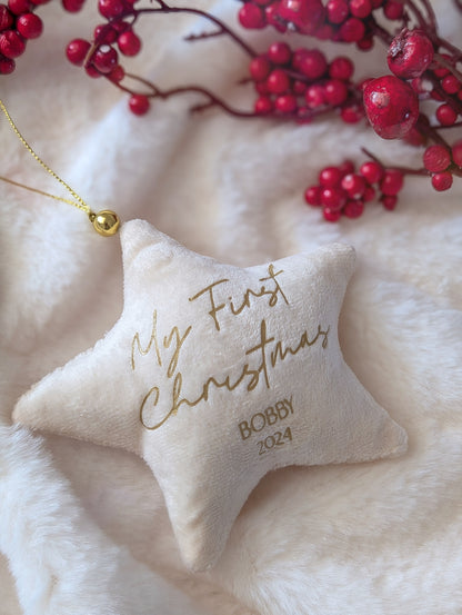 Custom 'My First Christmas' Velvet Bauble