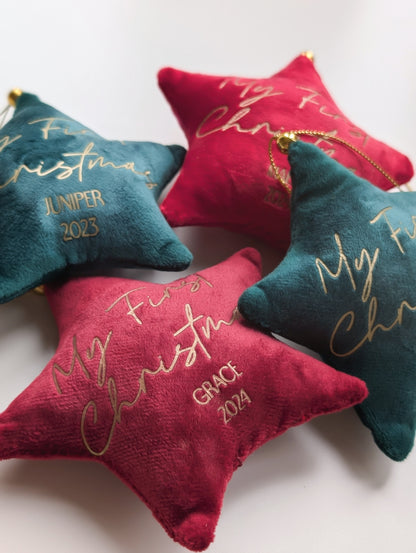 Custom 'My First Christmas' Velvet Bauble