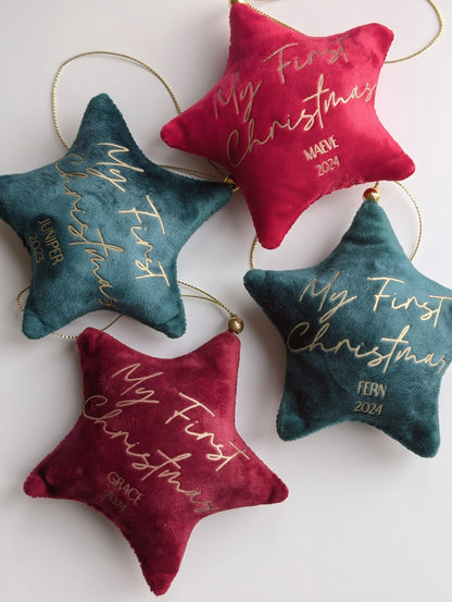 Custom 'My First Christmas' Velvet Bauble