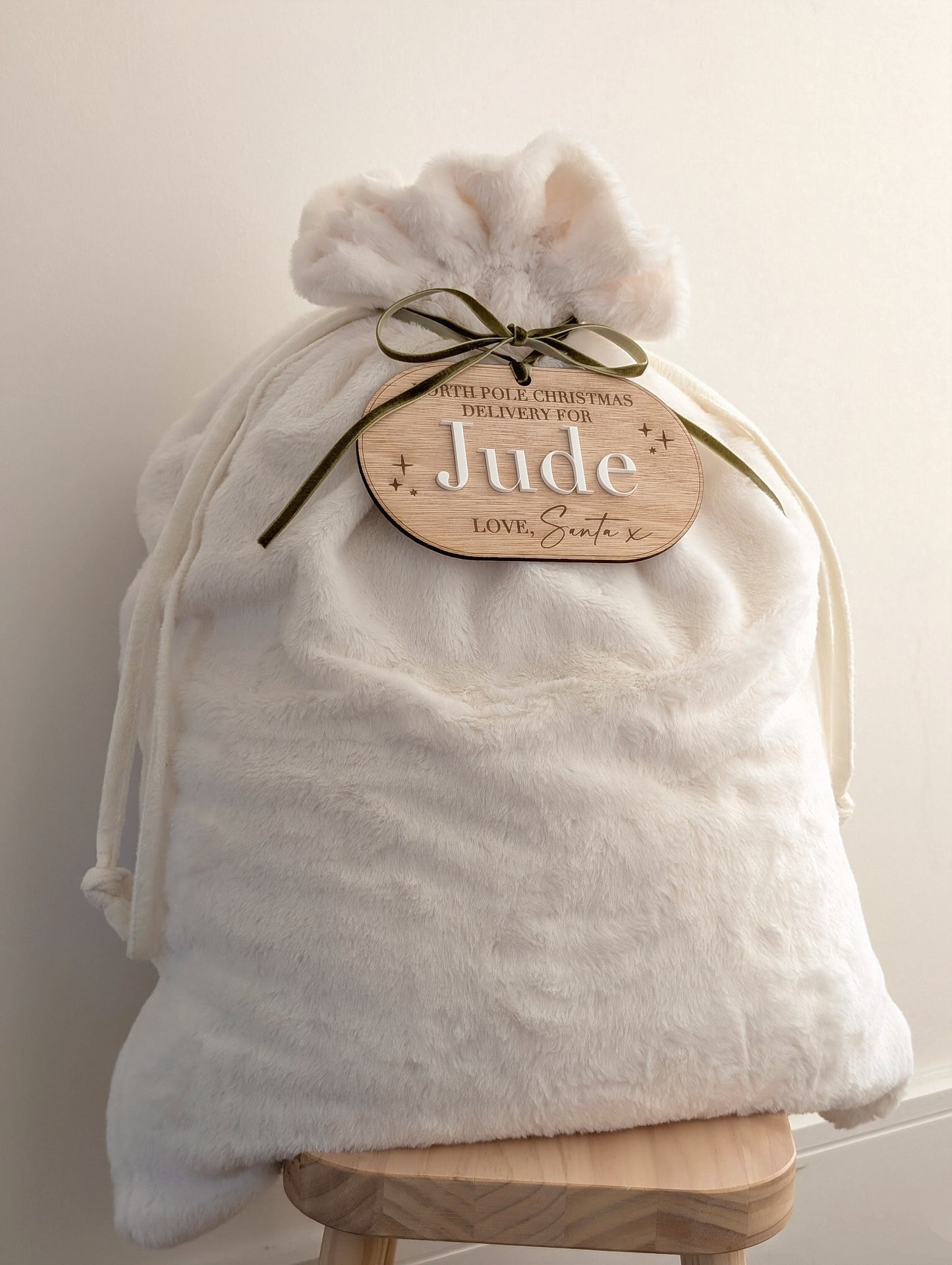 Personalised Santa Sack - Wooden Tag