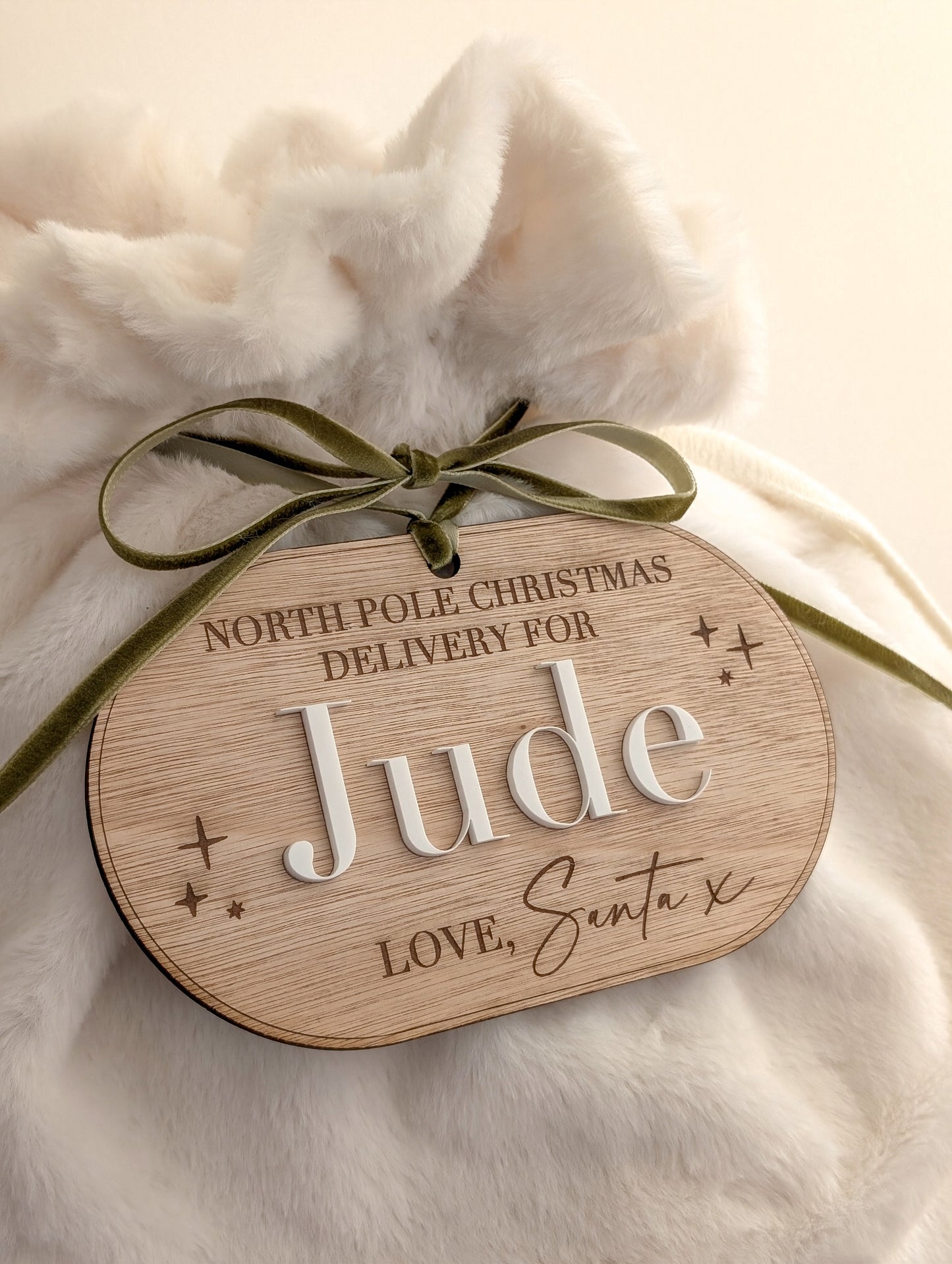 Personalised Santa Sack - Wooden Tag