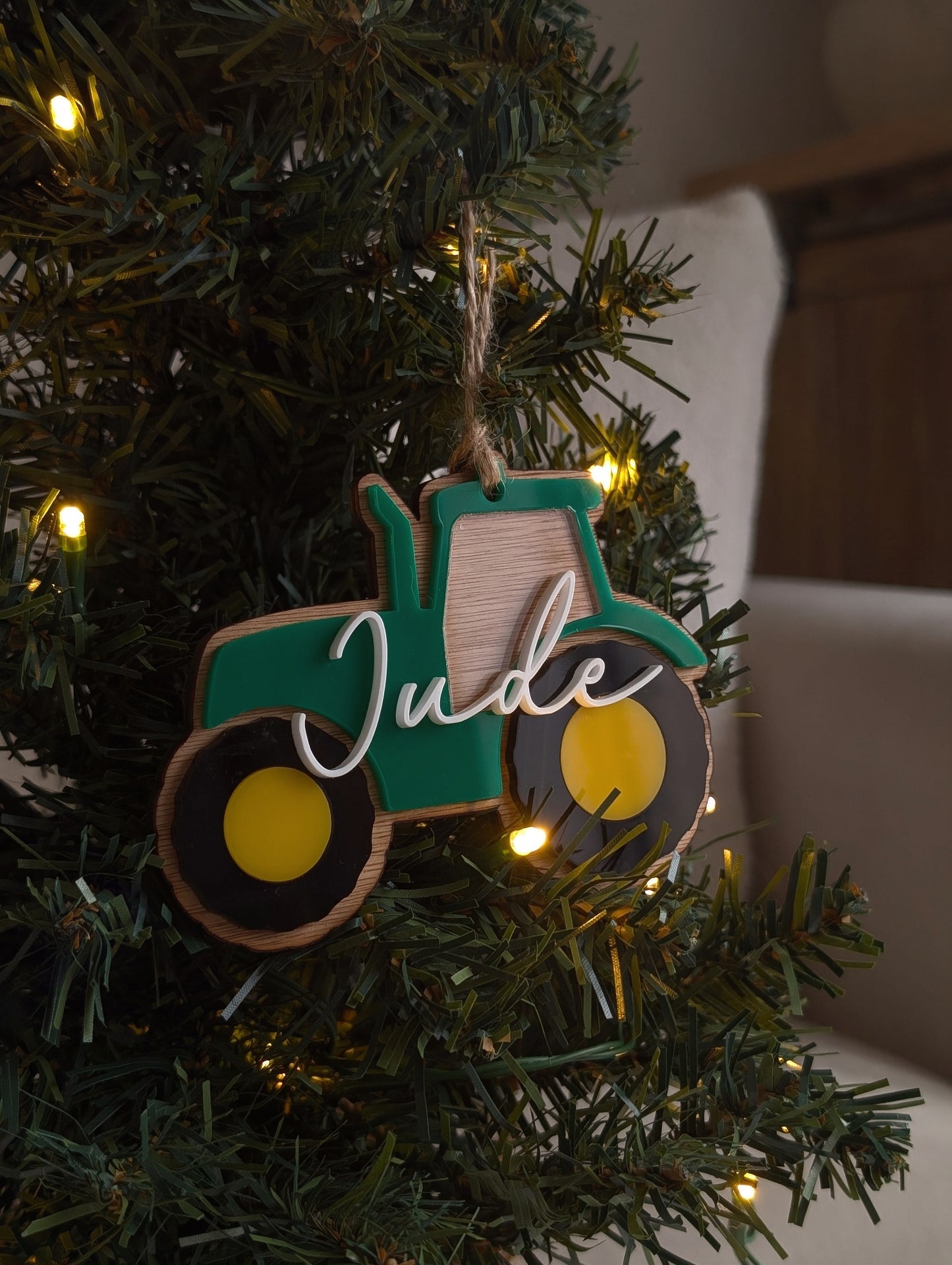 Personalised Tractor Tree Decorations