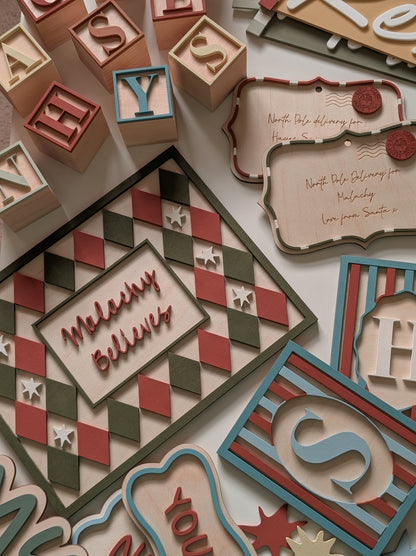 Custom Christmas Checkerboard Sign