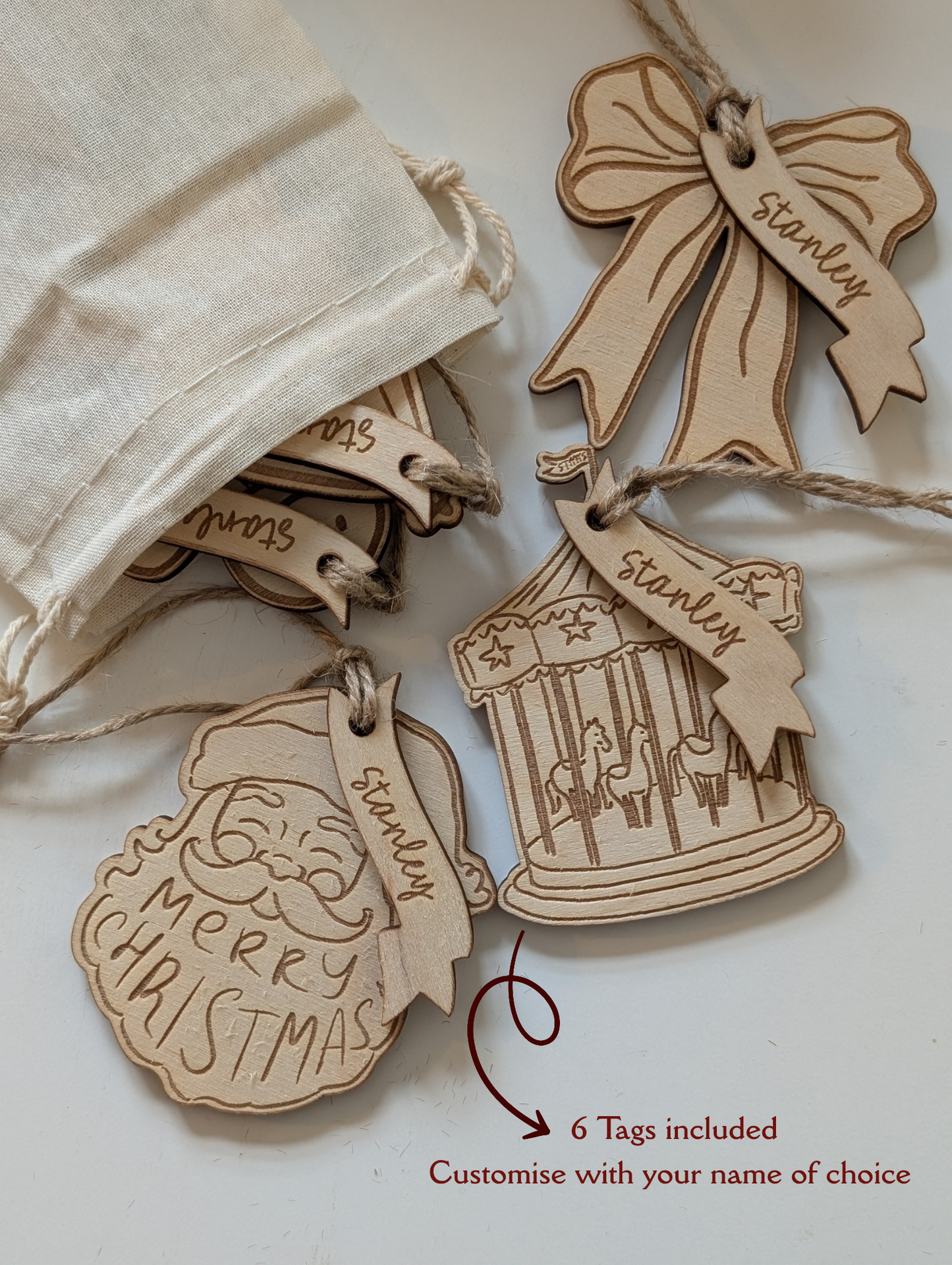 Custom (Set of 6) Hand Drawn Present Tags