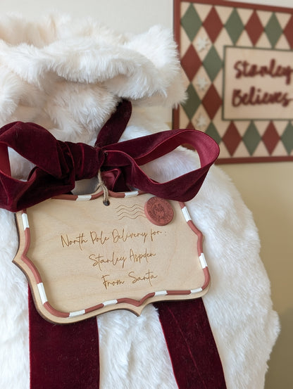 Custom Santa's Delivery (Wooden Tag and Sack Options)