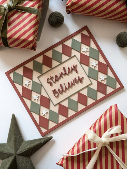 Custom Christmas Checkerboard Sign