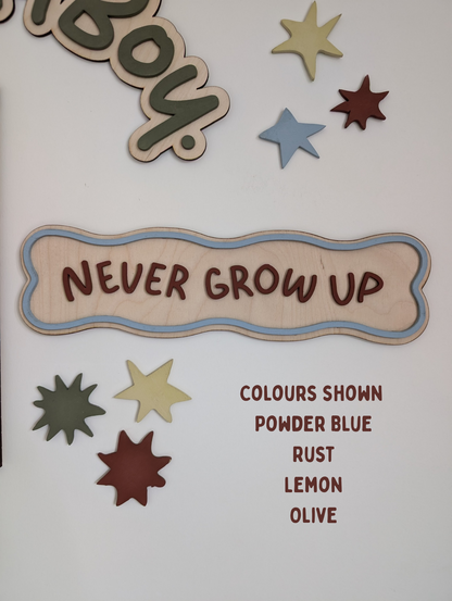 'Never Grow up' Wavy Sign