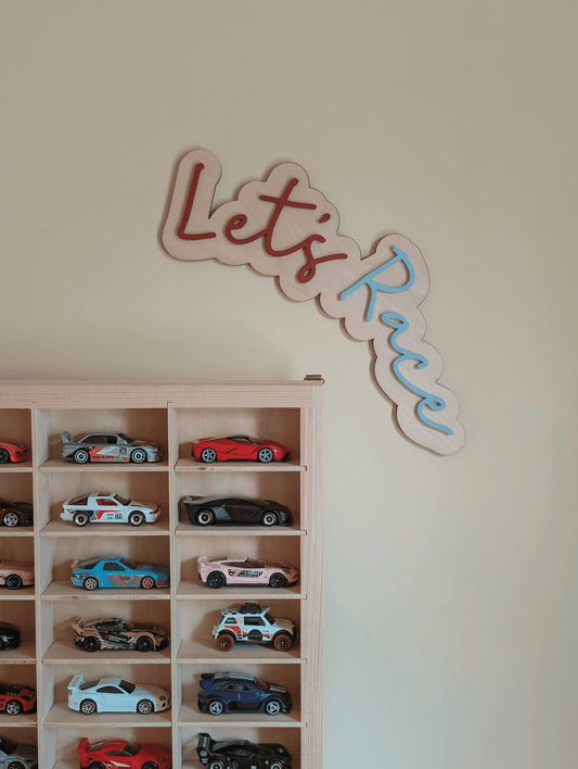 'Let's Race' Curved Sign