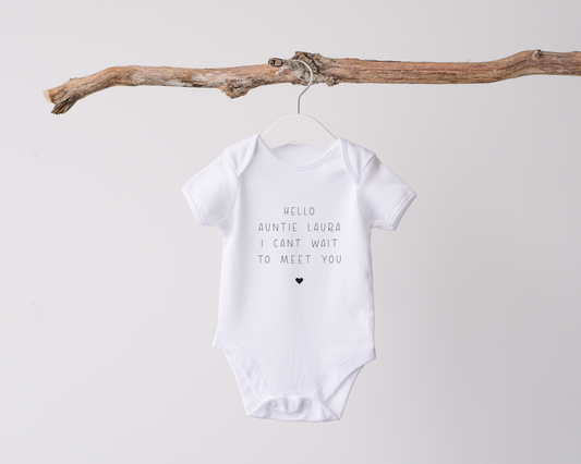 Personalised Hello Auntie/Uncle Babygrow