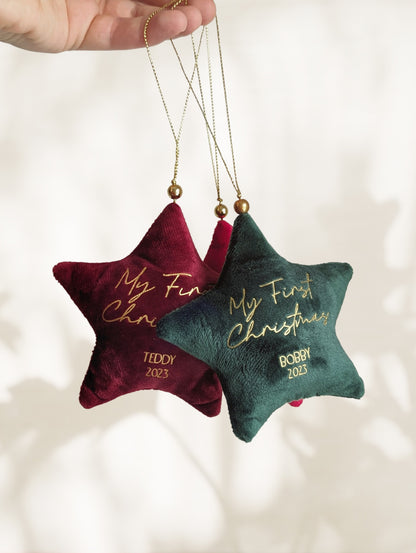 Custom 'My First Christmas' Velvet Bauble
