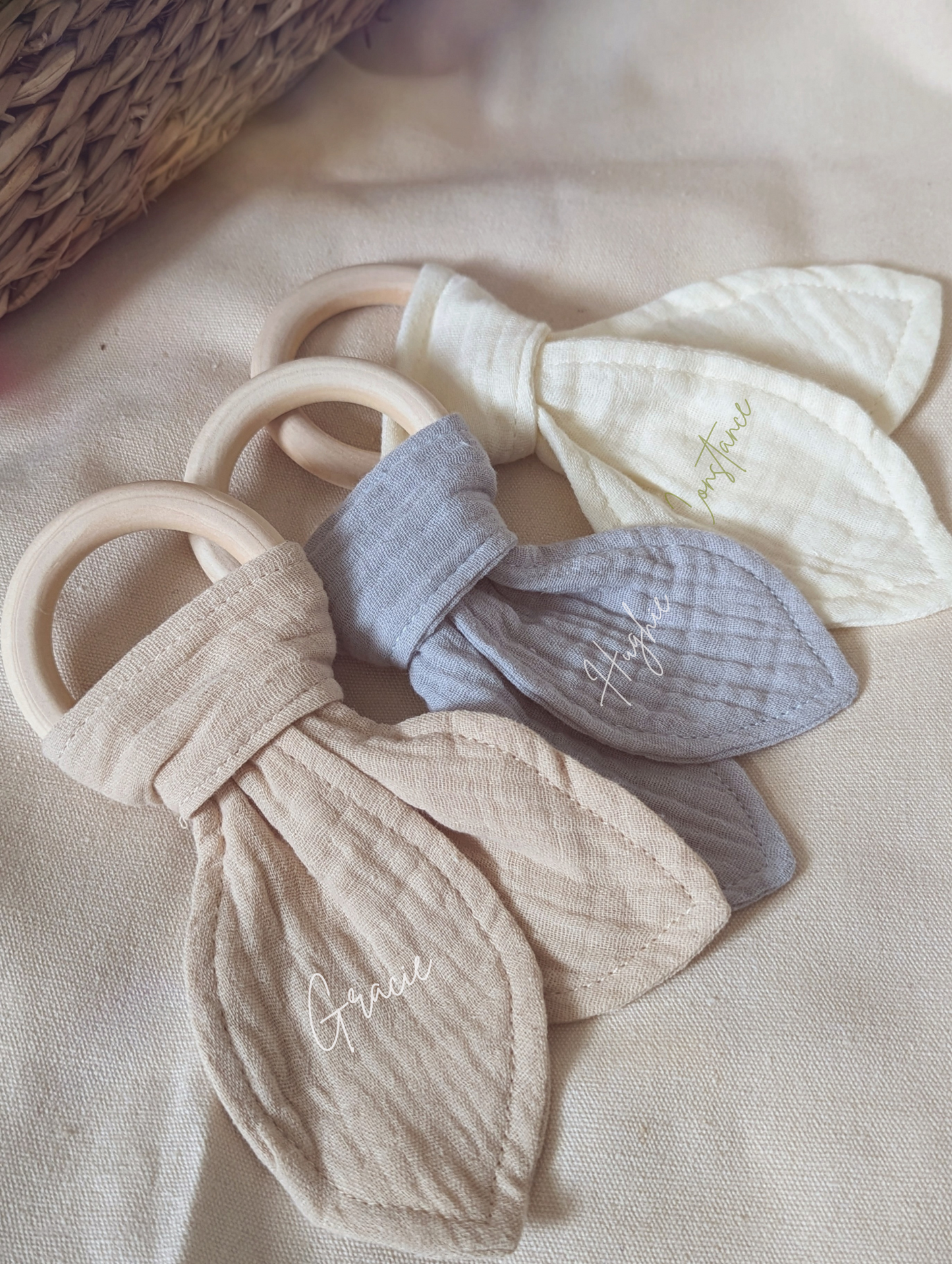 Custom Muslin Teething Rings